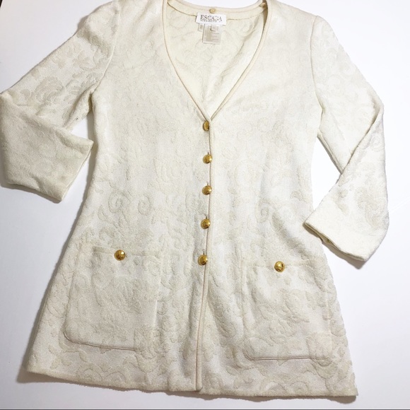Escada Sweaters - Escada by Margaretha Ley Jacquard Cardigan Escada Sweaters - Escada by Margaretha Ley Jacquard Cardigan